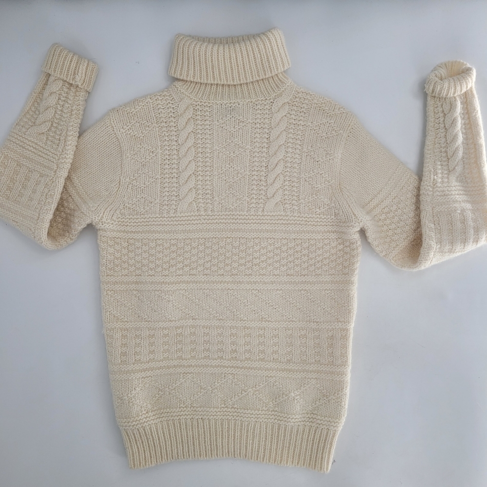 J.CREW cream chunky Cable-knit turtleneck wool aplaca sweater Xsmall